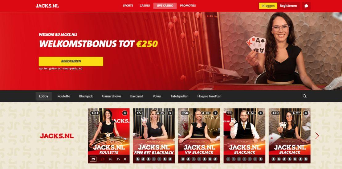 Live Casino aanbod van JACKS.NL