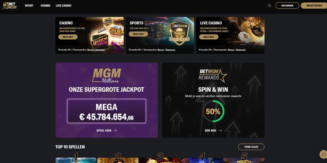 BetMGM website met nieuwe welkomstbonus