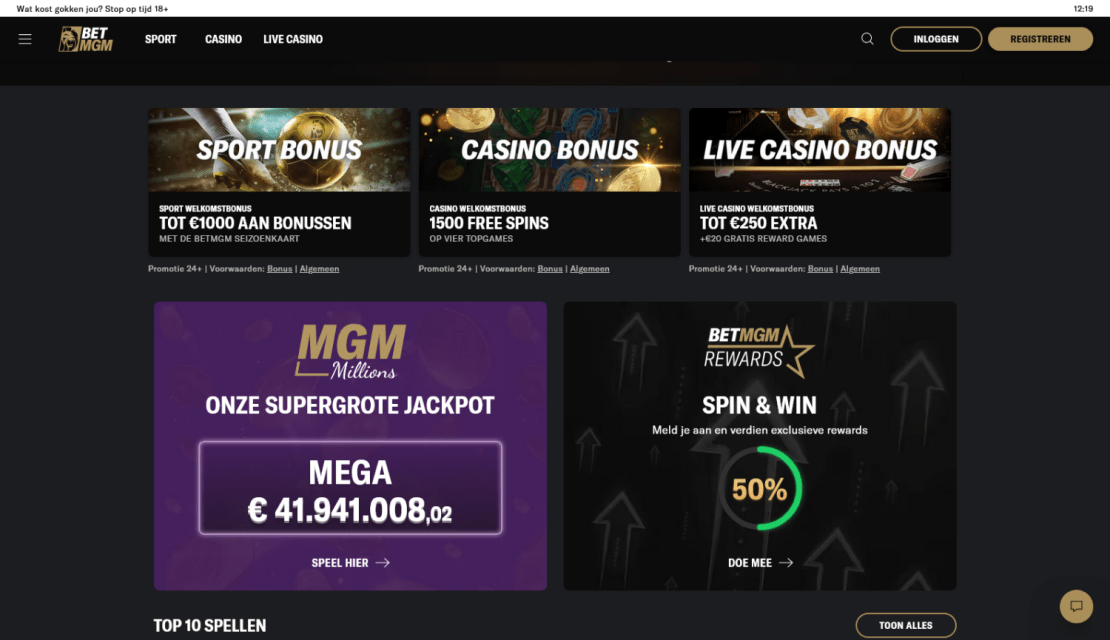 Homepage BetMGM