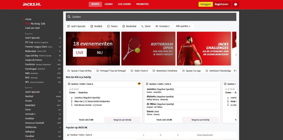 Sportsbook van JACKS.NL