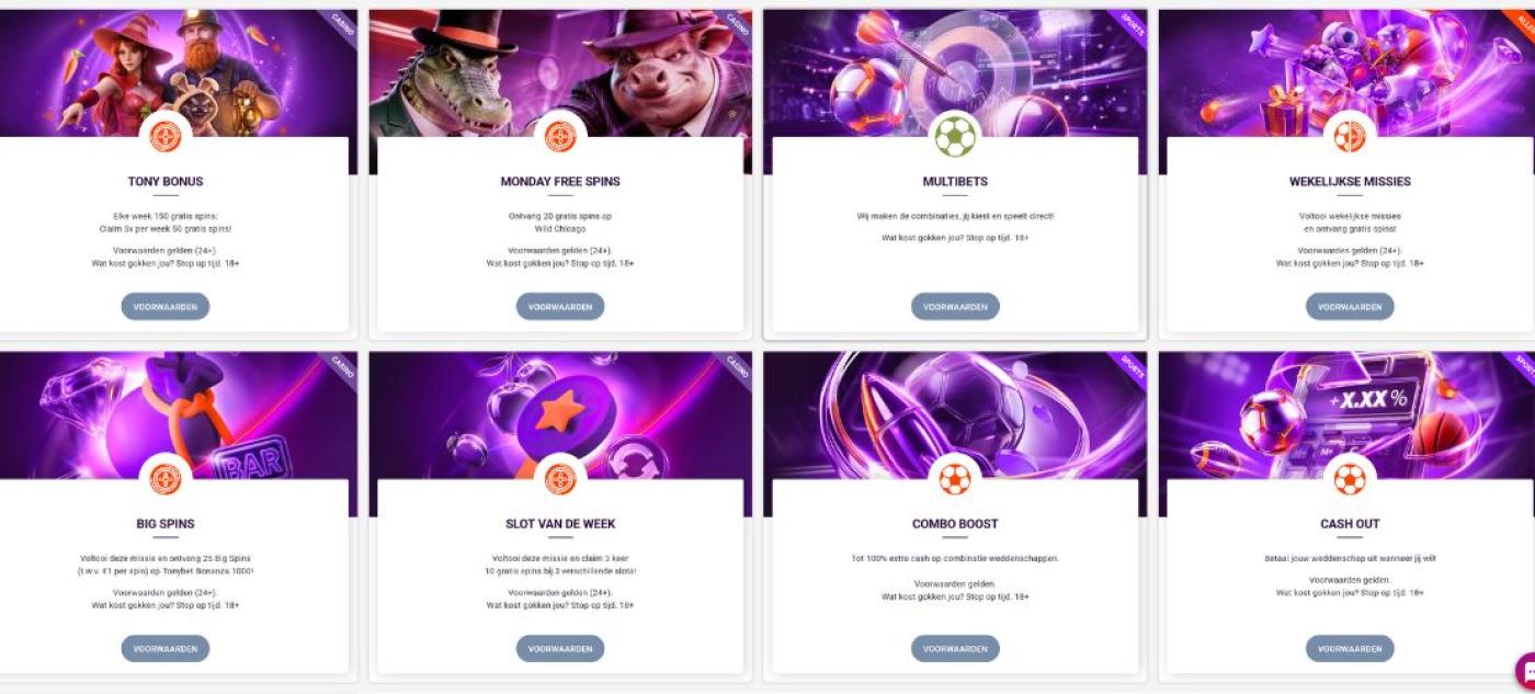 Promoties van Tonybet casino