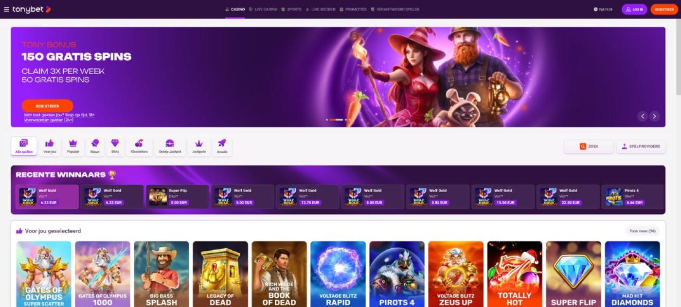 Tonybet Casino homepage