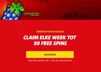 Claim elke week tot 50 gratis spins bij Jack’s Casino