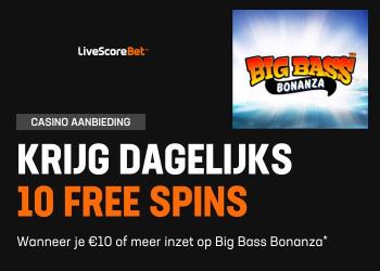 Elke dag gratis spins bij LiveScore Bet voor Big Bass Bonanza