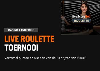 Verzamel punten met Live Roulette Toernooi LiveScore Bet